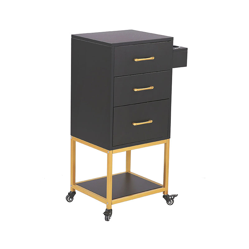 HZ2032 Troli simpanan salun hitam & emas