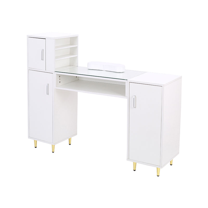 HZ2024BK / HZ2024W Meja manikur atas kaca atas meja teknologi kuku