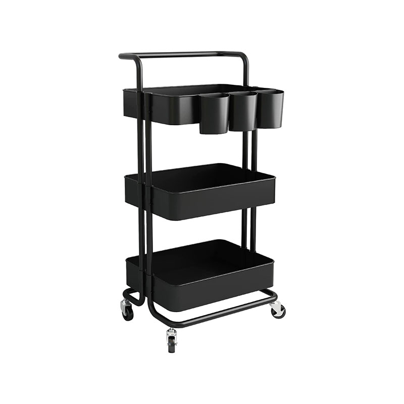 HZ2036 Troli storan bergolek 3-Tier troli utiliti dengan cawan gantung tambahan