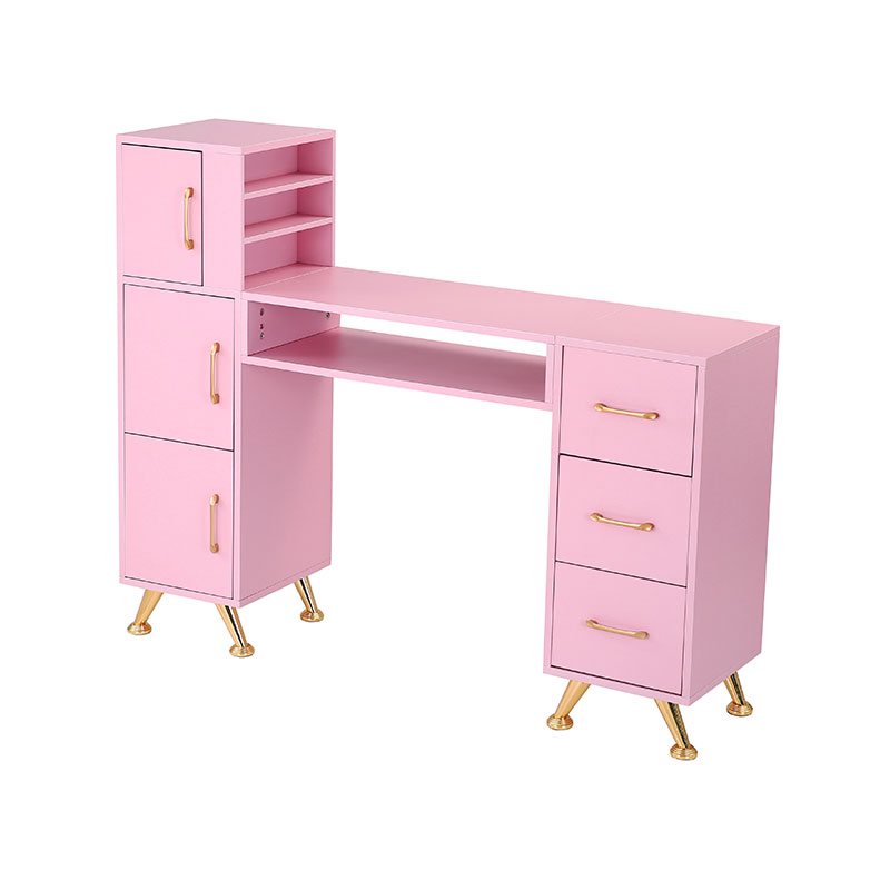 HZ2024BP Meja kuku meja manikur untuk teknologi kuku dengan bahagian atas kaca & rehat pergelangan tangan