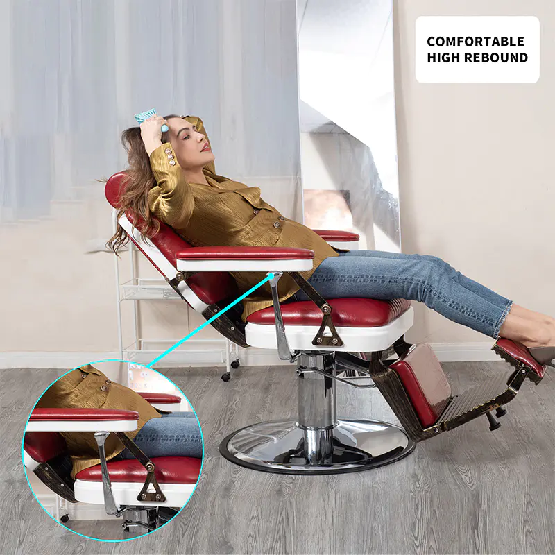 HZ8753BK / HZ8753GR / HZ8753RD Kerusi gunting rambut lincoln vintaj hitam