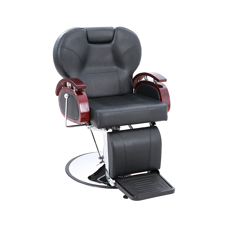 HZ8705B Hitam dengan pegangan tangan kayu kerusi gunting berbaring hidraulik