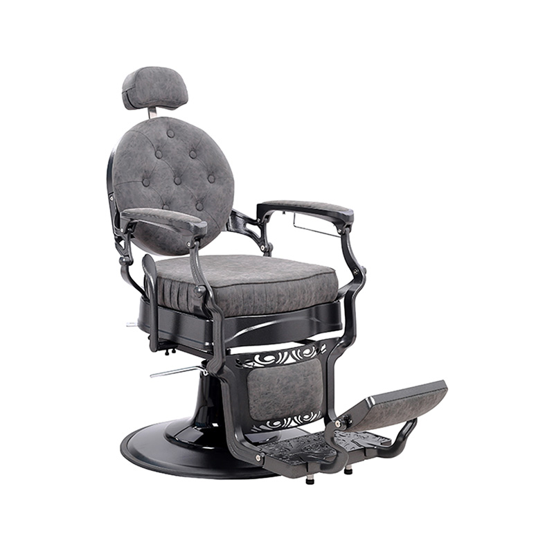 HZ8799M Kerusi dandanan rambut retro hidraulik kusyen persegi kelabu